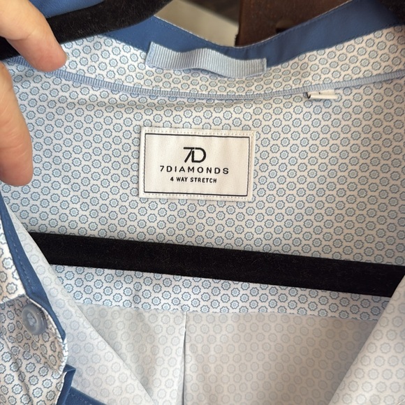 7 Diamonds Blue Dress Shirt Classic Style - Picture 2 of 9